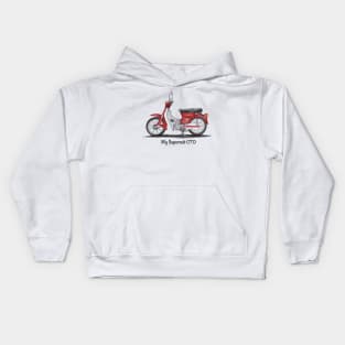 Drawing of Retro Motorcycle Honda Cub C70 Kids Hoodie